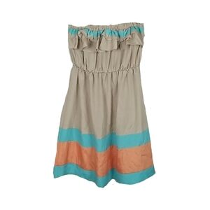Ciel coverup Dress, Tan & Peach Striped, L